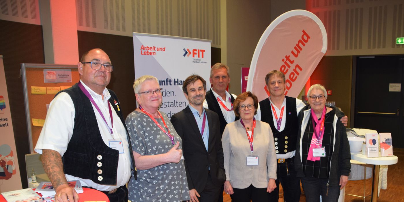 Elke Hannack (DGB Bundesvorstand), Barbara Menke (Bundesarbeitskreis Arbeit und Leben), Michael Köther (IG BAU), Jan Krüger (DGB Abt. Bildungspolitik), Ute Hieronymus (Bundesarbeitskreis Arbeit und Leben), Michael Heine (IG BAU), Bernd Krause (IG BAU), Foto: Stefan Brück